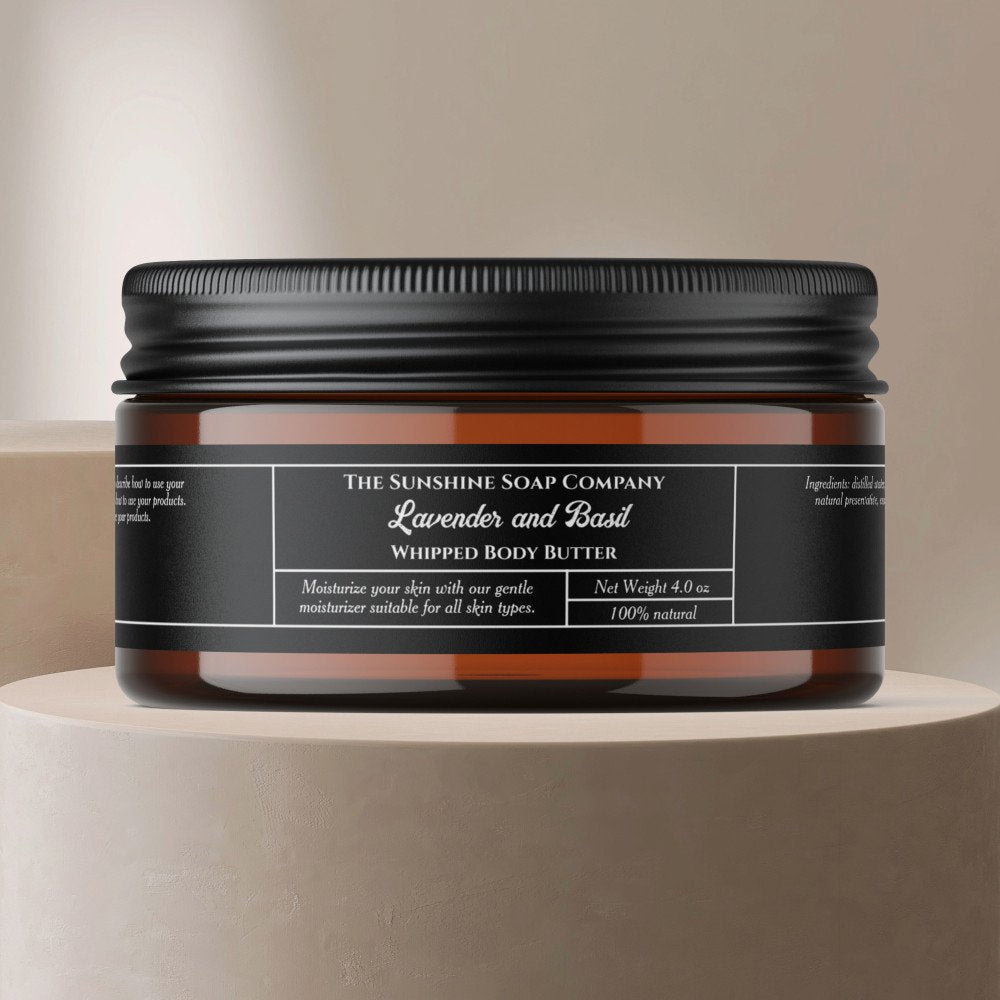Simple black body butter cosmetics jar 1" x 7.25"