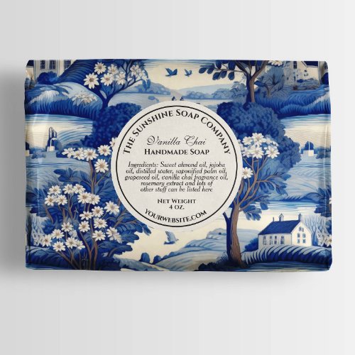 Soap Packaging Paper - blue white countryside