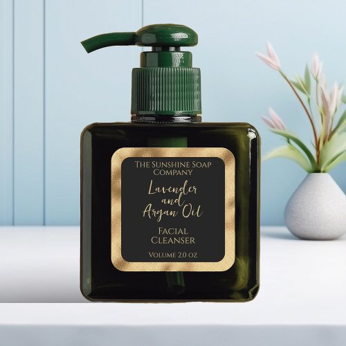 Square cosmetics product label - black & gold