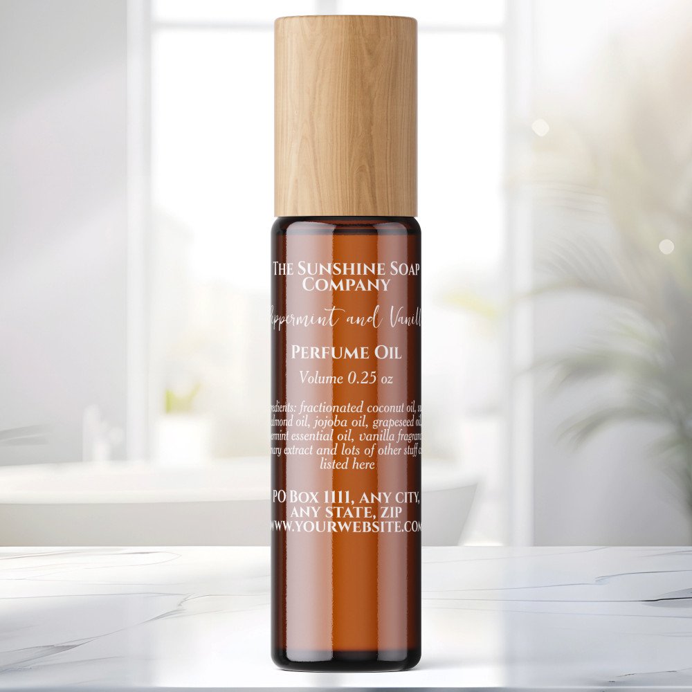 Transparent White Text Perfume Roller Bottle Label