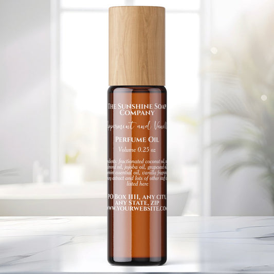 Transparent White Text Perfume Roller Bottle Label