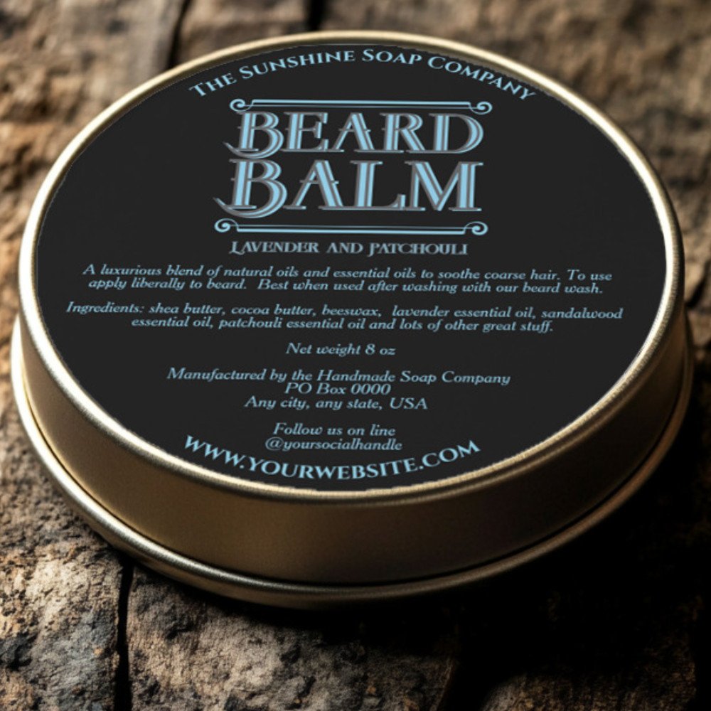 Vintage Black Beard Balm Jar Lid Label