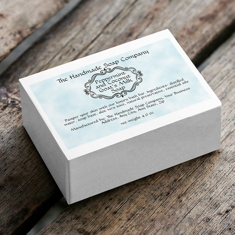 Vintage Blue Parchment Waterproof Soap Box Label
