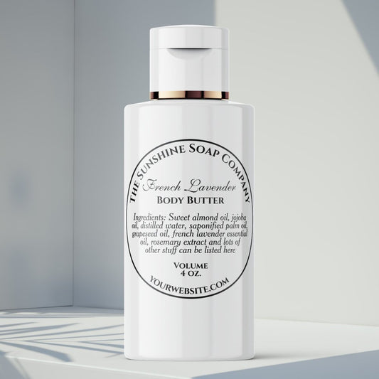 Vintage clear w black text cosmetics bottle label