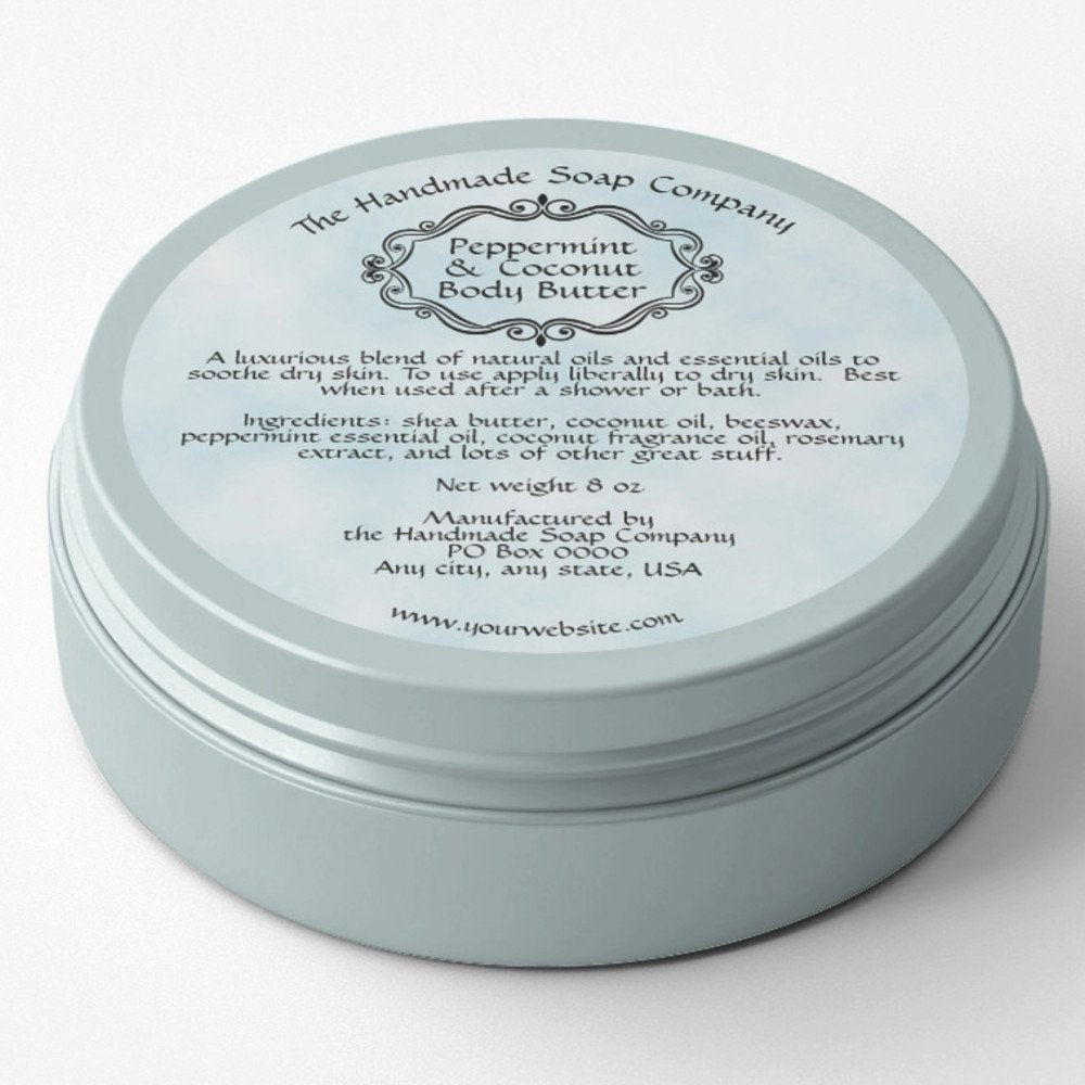 Vintage Frame Blue Parchment Body Butter Jar Label