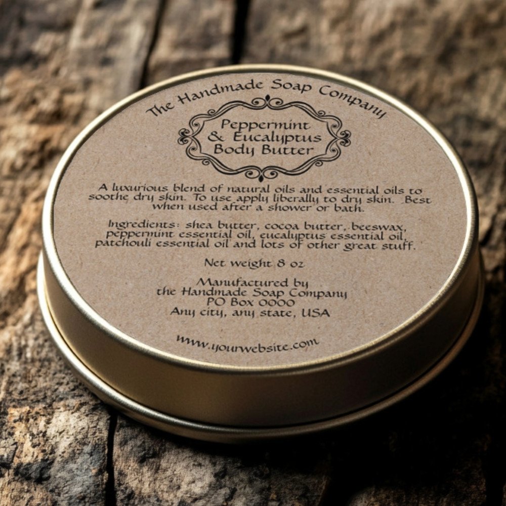 Vintage Frame Kraft Paper Body Butter Jar Label