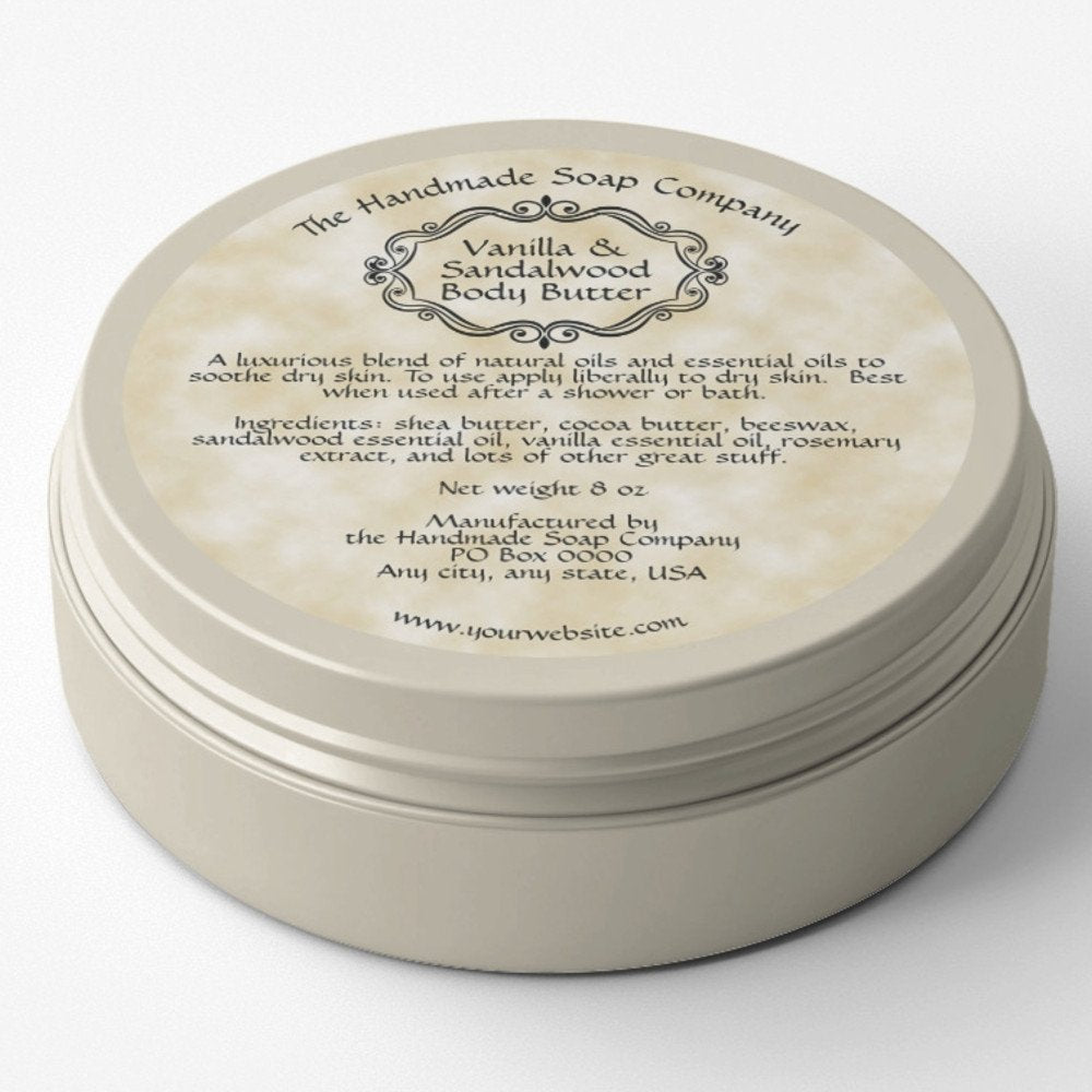 Vintage Frame Tan Parchment Body Butter Jar Label