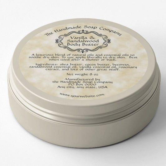 Vintage Frame Tan Parchment Body Butter Jar Label