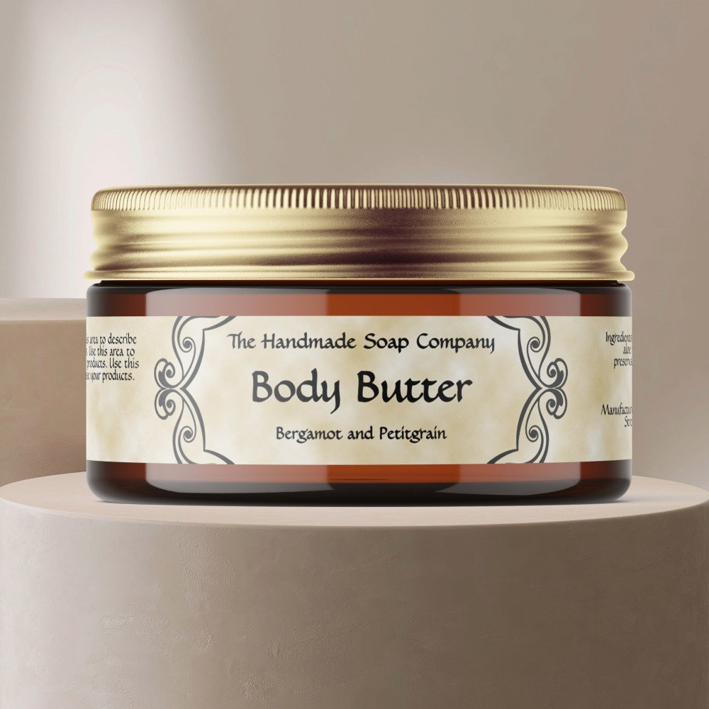 Vintage Frame Tan Parchment Body Butter Jar Label