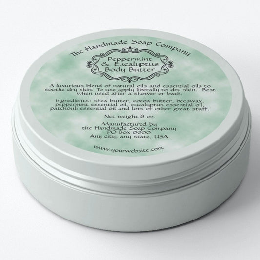 Vintage Green Parchment Body Butter Jar Label