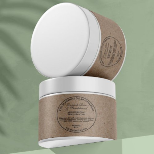 Waterproof Vintage Kraft Paper Style Cosmetics Jar Label with Round Frame
