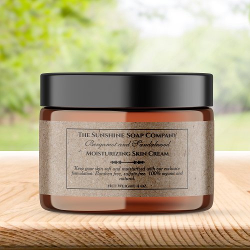 Vintage Kraft Paper Style Cosmetics Jar Label with Rectangular Frame