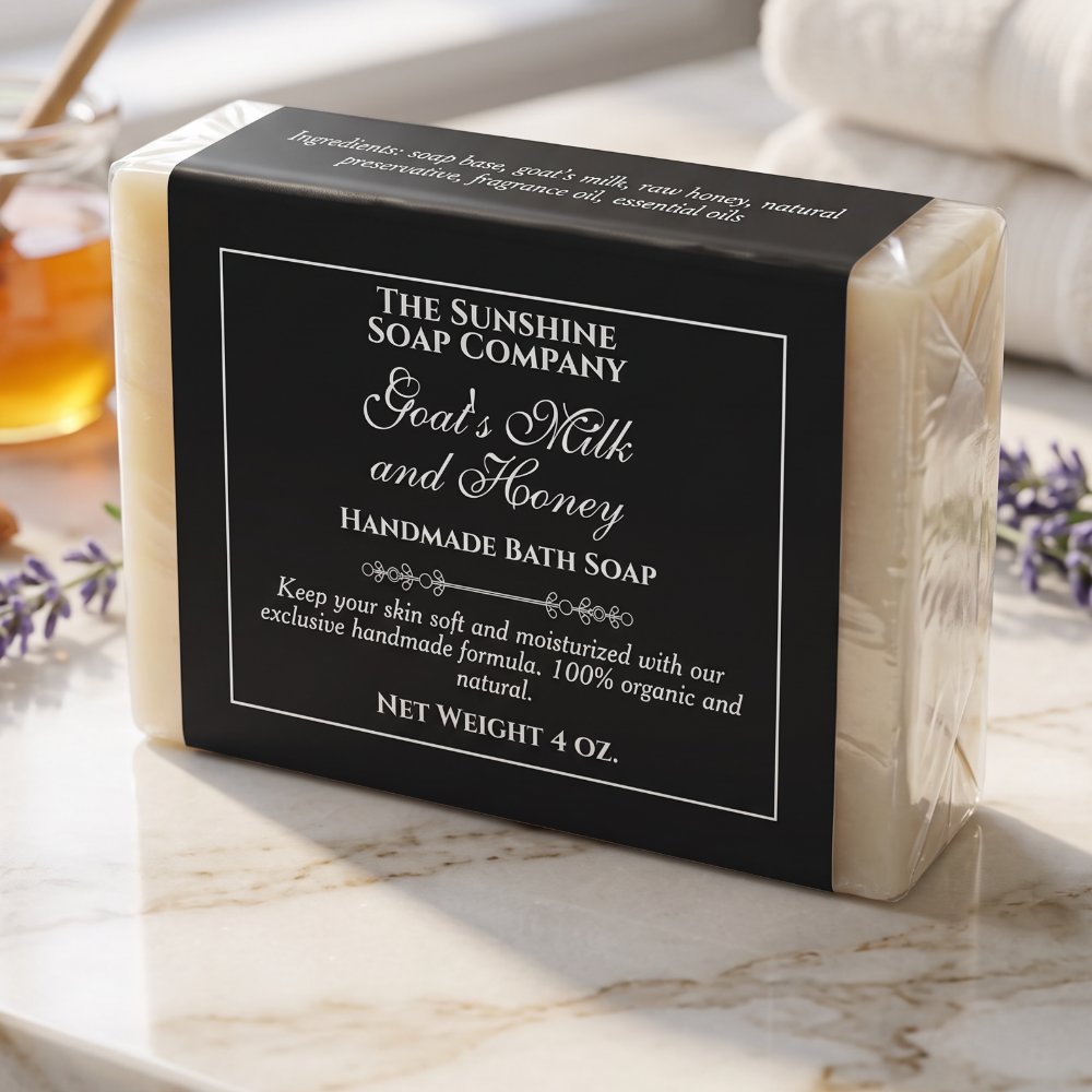 Vintage Style Square Frame Black Soap Label