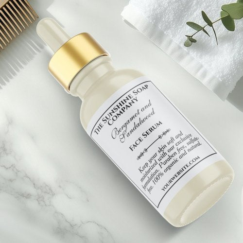 Vintage Style White Dropper Bottle Label With Square Frame