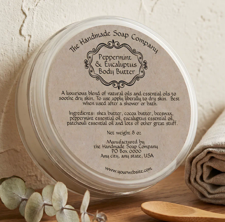 Vintage Frame Kraft Paper Body Butter Jar Label