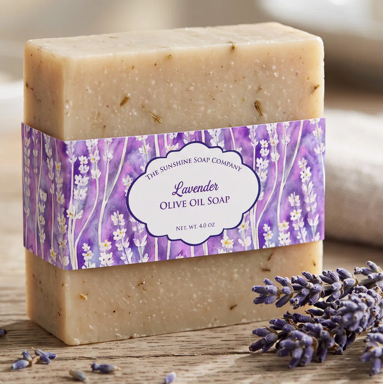 Lavender Floral Watercolor Soap Belly Band