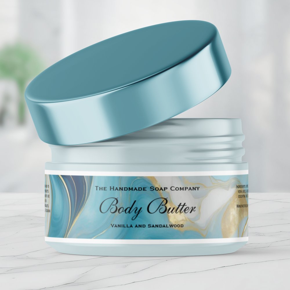 Waterproof Blue Gold Body Butter Jar Label 1 x 7