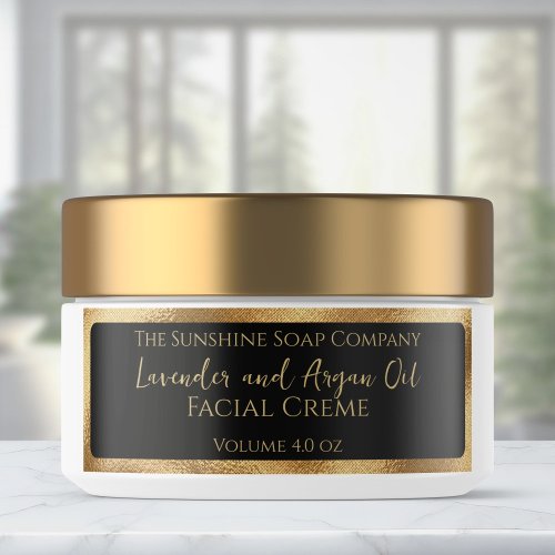 waterproof cosmetics jar label black and gold