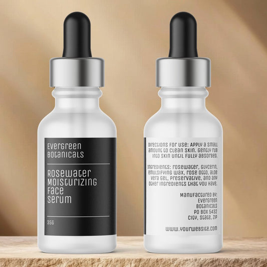 waterproof modern black white dropper bottle label