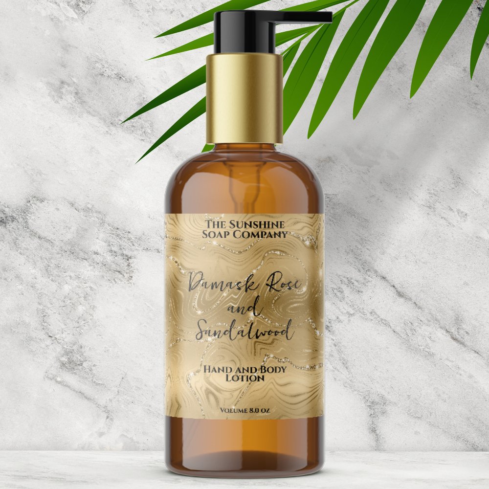 Wavy gold foil & glitter cosmetics bottle label