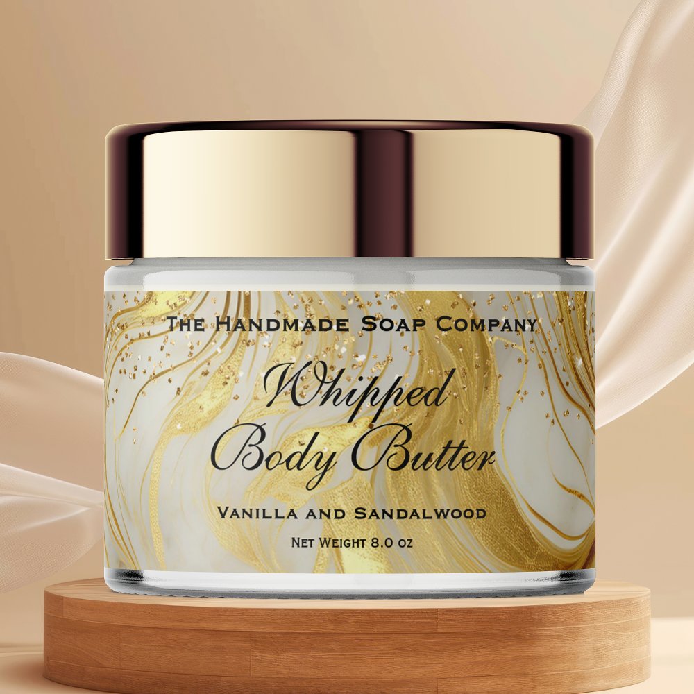 Whipped Body Butter Jar Label Ivory Gold Glitter