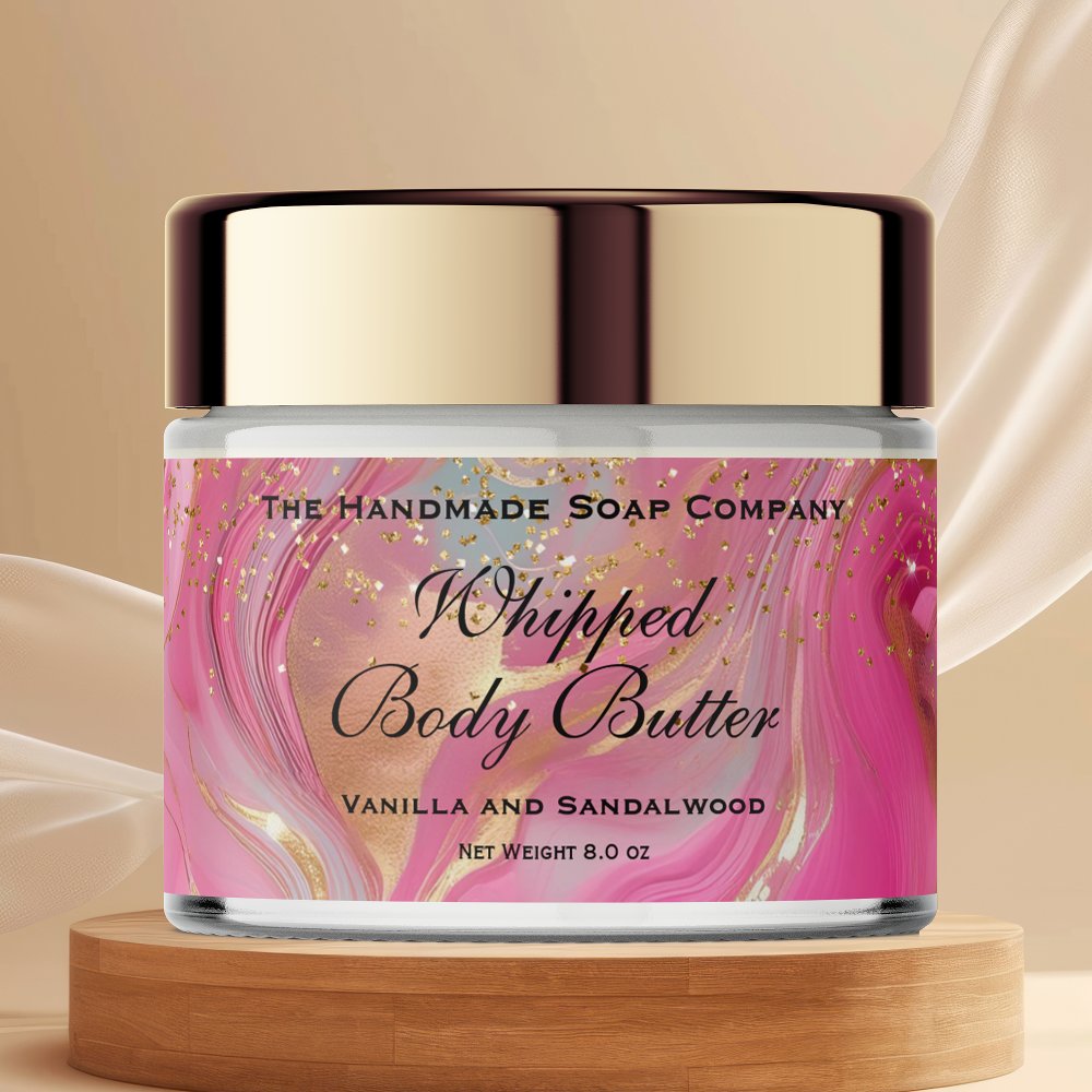 Whipped Body Butter Jar Label Pink Gold Glitter