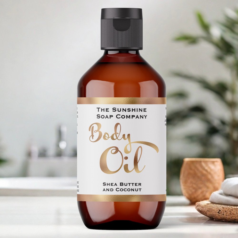 White and Gold Body Oil Bottle Label