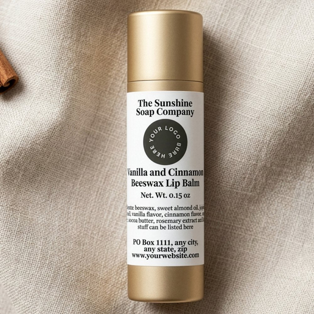 White or Clear Lip Balm Tube Label with Logo