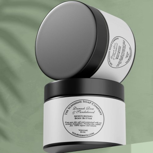White Vintage Style Cosmetics Jar Label with Round Frame