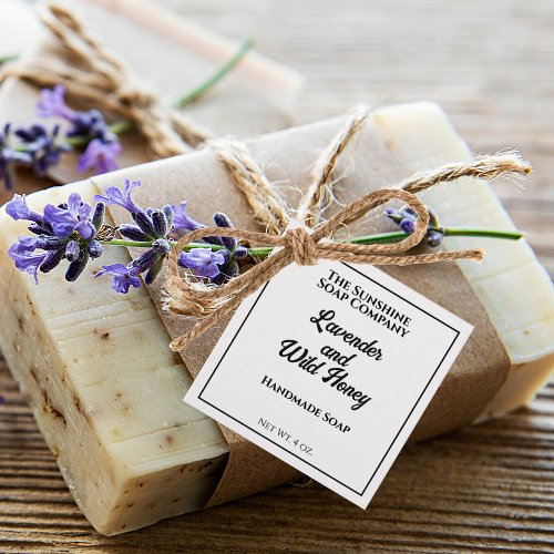 White with Black Text Soap Cosmetics Packaging Tag