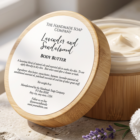 Minimalist White Cosmetics Jar Label w Ingredients - 3" diameter