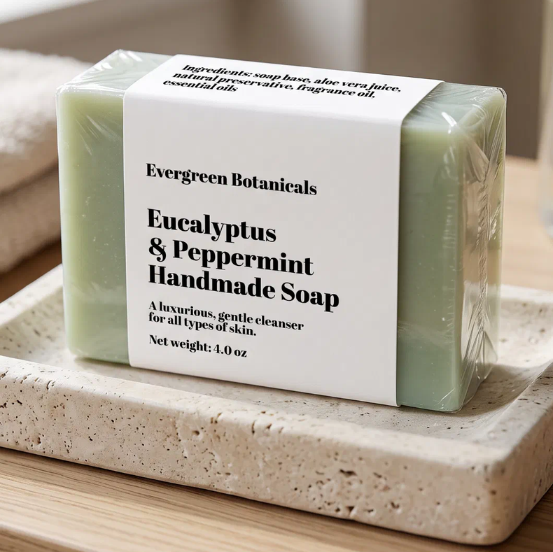 Modern White Soap Packaging Label