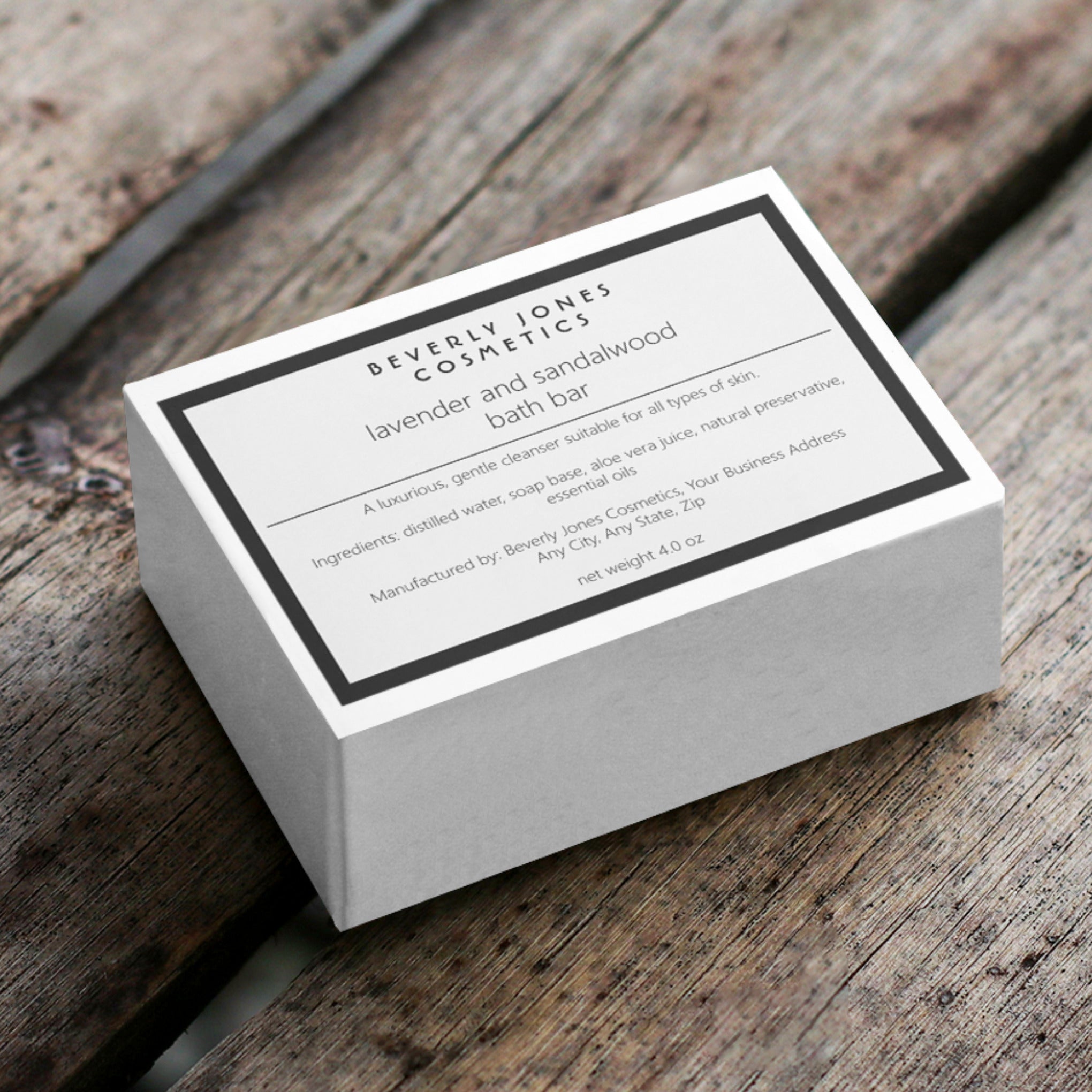 White & black minimalist waterproof soap box label – Soaplabels