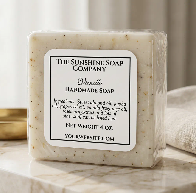 Simple white and black soap cosmetics label