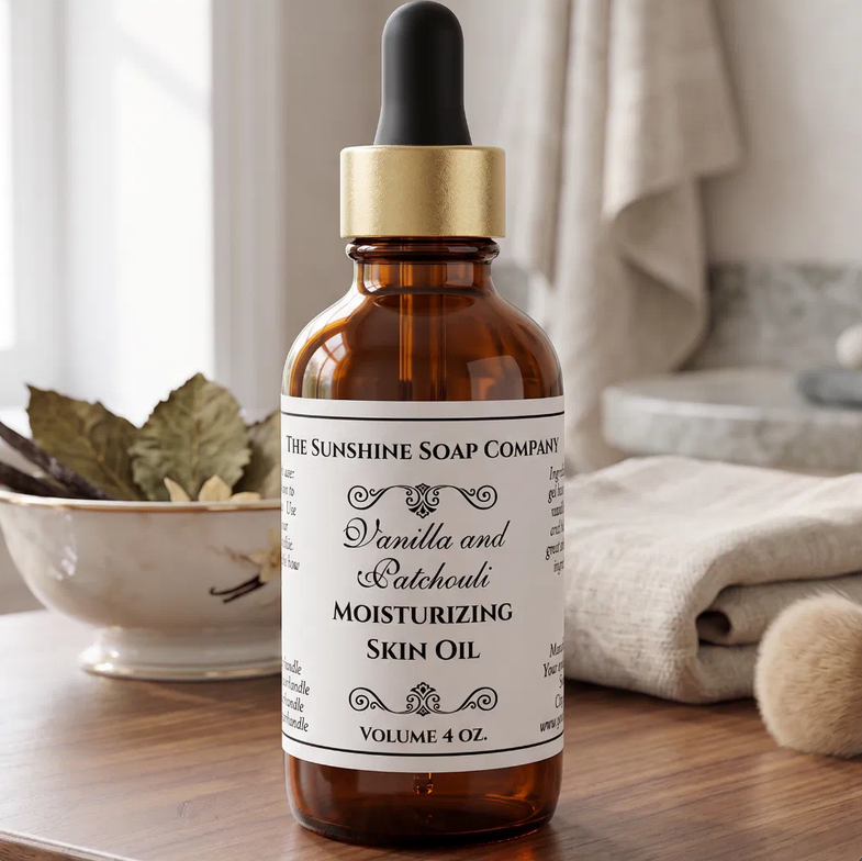Vintage style white with black text cosmetic label