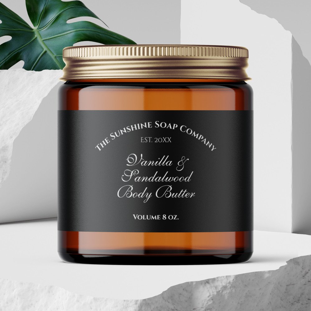 Year Established Black Body Butter Jar Label