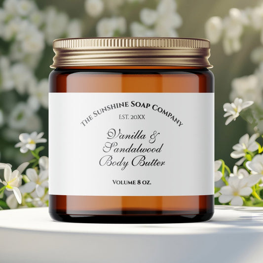 Year Established White Body Butter Jar Label