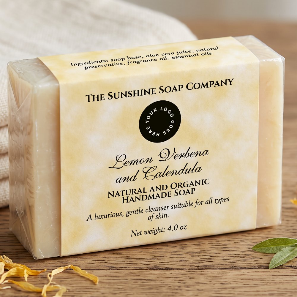 Yellow Parchment Soap Packaging Label w Logo