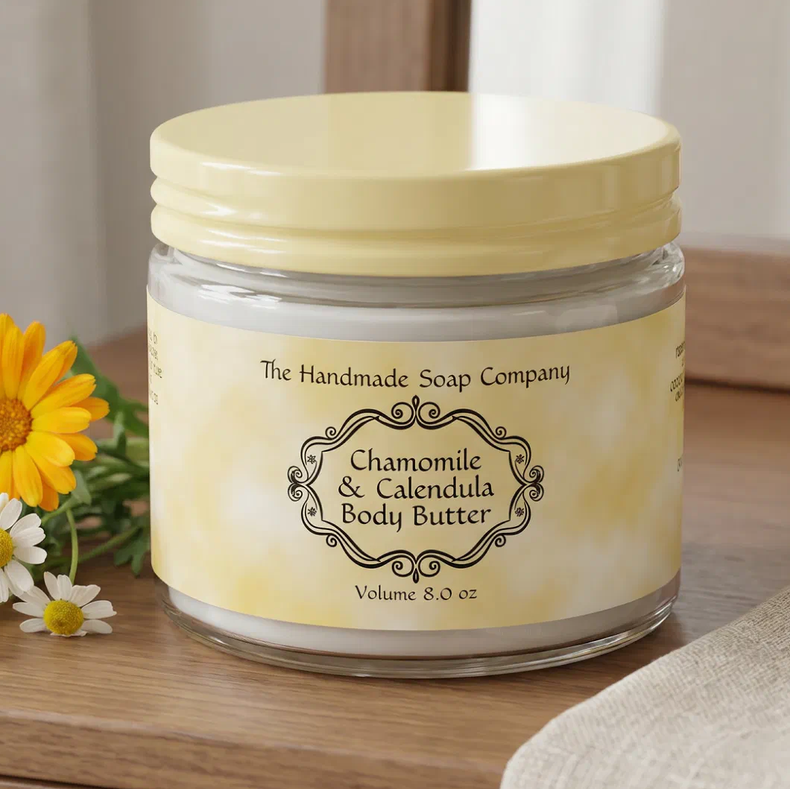 Vintage Frame Yellow Parchment Cosmetics Jar Label