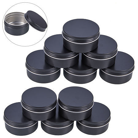 12 Pack/2.7 OZ Black Screw Top Round Aluminum Cans for Packaging Salves and Balms