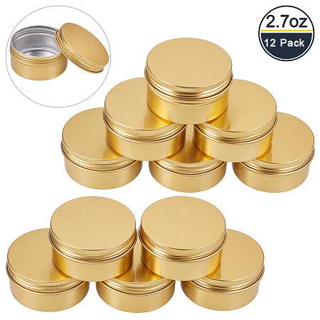 12 Pack 2.7 OZ Gold Screw Top Round Aluminum Cans for Packaging Balms and Salves