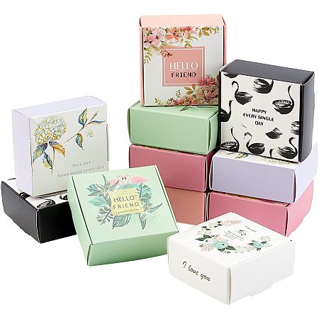 36 Pack Floral Soap Packaging Boxes, 6 Styles,  2.64 x 2.64 x 1.18 inches