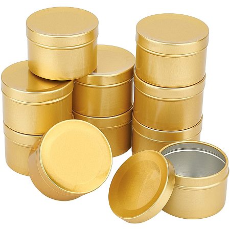 10 Pack 1.7oz/50ml Golden Aluminum Tin Cans for Packaging Candles, Balms, and Salves