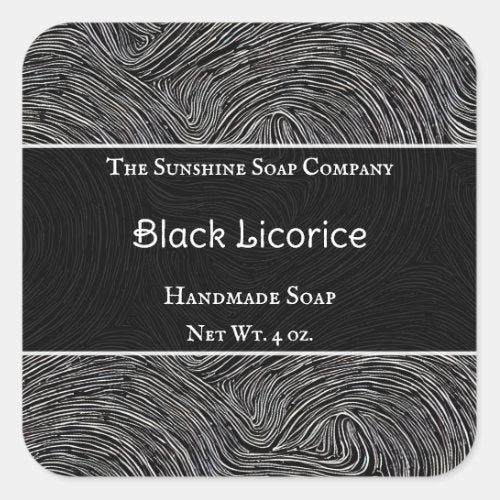 Abstract Black Swirls Soap, Cosmetics, and/or Candle Square Label