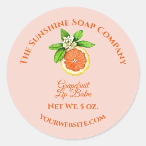 Handmade Soap and Cosmetics Product Packaging Label - grapefruit - style1 - circle - 1.5" diameter