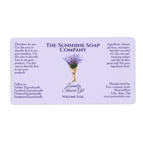 Handmade Soap and Cosmetics Product Packaging Label - lavender - rectangle - 3.75" x 2"