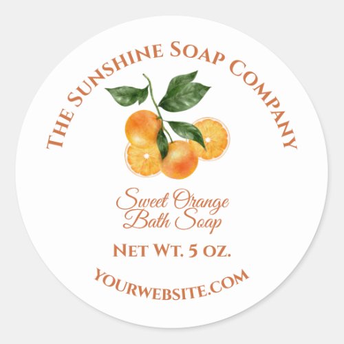 Handmade Soap and Cosmetics Product Packaging Label - Orange - circle - 1.5" diameter