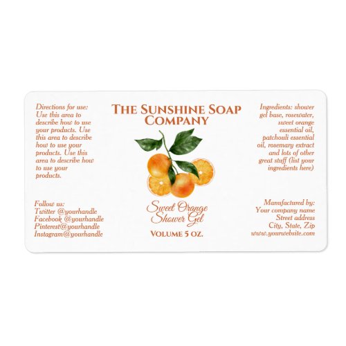 Customizable Packaging Label for Handmade Soap, Cosmetics, Bath and Body Products- orange - 3.75" x 2"