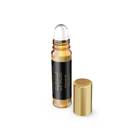 Black and Faux Gold Perfume Roller Bottle label