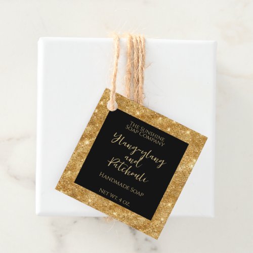 Black and Gold Glitter Cosmetics Product Tag